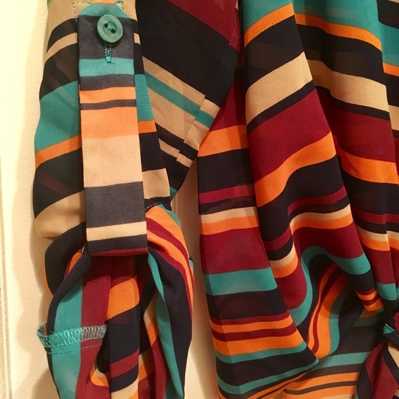 Modern Stripe Front-tie Blouse - Picture 3 of 3